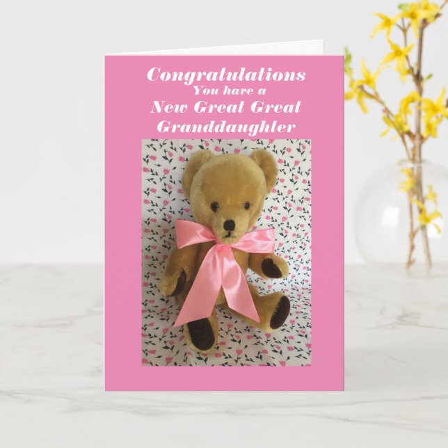 Carte Nouvelle arrière petite-fille (Fleur jaune)