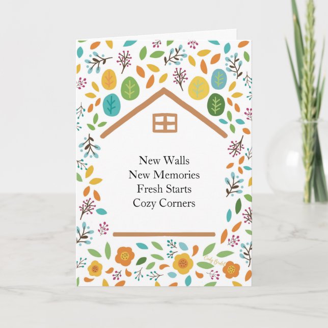 Carte Nouvelle Maison Décoration Florale de Chauffage (Devant)