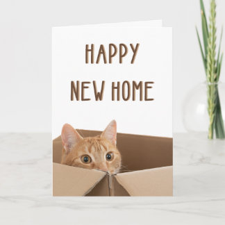 Carte Nouvelle maison, Drôle maison de chat, Pendaison d