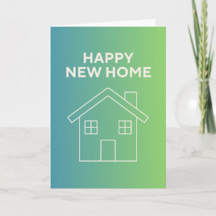 Carte Nouvelle Maison Heureuse avec Fond de Dégradé Vert