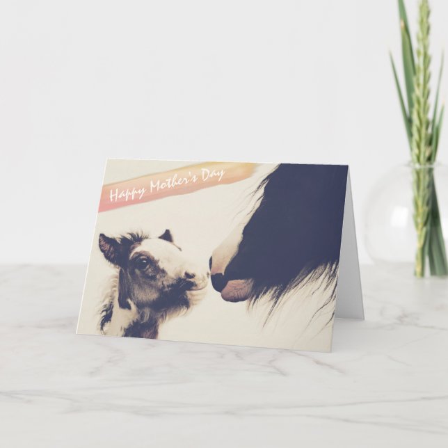 Carte Nouvelle Maman Cute Foal et Mare Horse Fête des Mè (Devant)