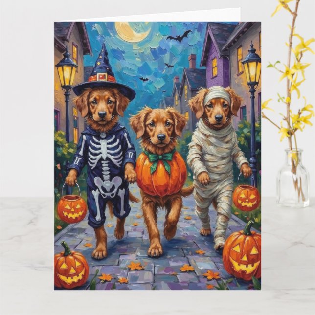 Carte Nova Scotia Retriever du Tolling Halloween (Fleur jaune)