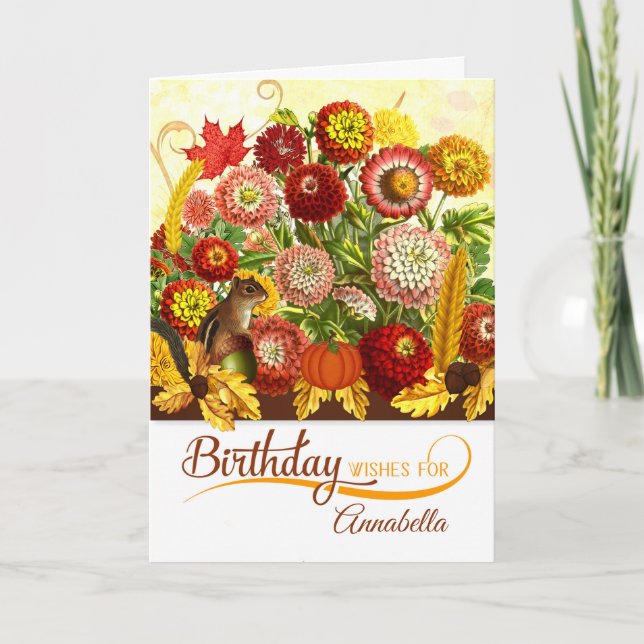 Carte Novembre Anniversaire Chrysanthemum Jardin avec no (Devant)