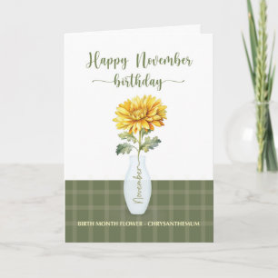 Carte Novembre Anniversaire Chrysanthemum Mois de naissa