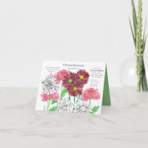 Carte Novembre Anniversaire Chrysanthemum Mois de naissa