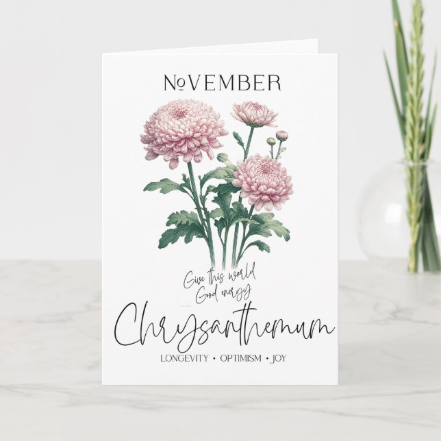 Carte Novembre Anniversaire Mois de naissance Fleur Chry (Devant)