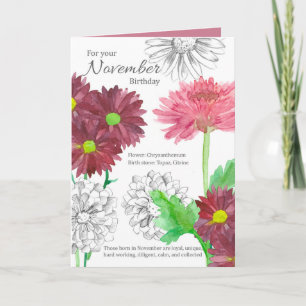 Carte Novembre Anniversaire Mois de naissance Floriograp