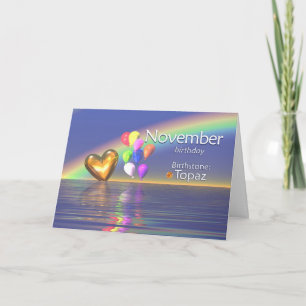 Carte Novembre Anniversaire Topaz Heart