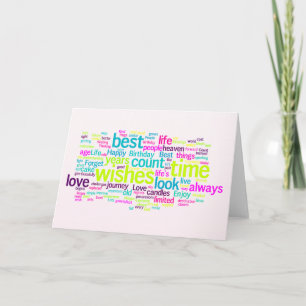 Carte Nuage de mots d'anniversaire multilingue