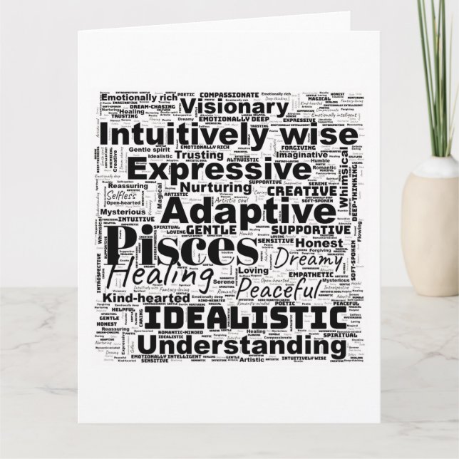 Carte Nuage de mots Poissons Inspiration zodiaque (Devant)