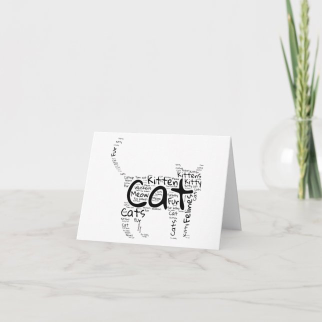 Carte Nuage de mots pour chat et chaton - Salutation bla (Devant)