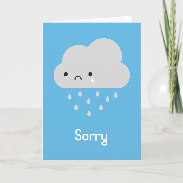 Carte Nuage de pluie triste de Kawaii - Désolé (Devant)