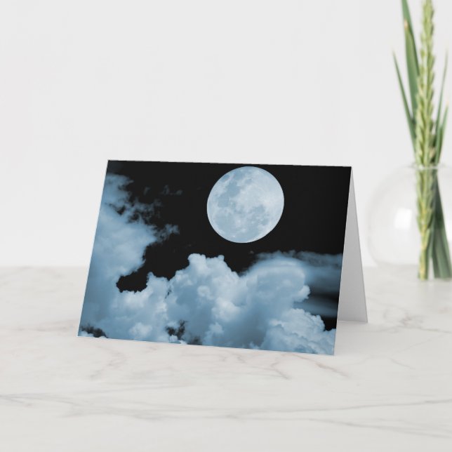 CARTE NUAGES DE PLEINE LUNE BLEU (Devant)