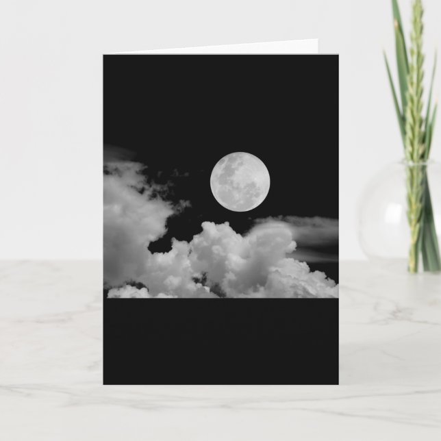 Carte NUAGES DE Pleine lune NOIR ET BLANC (Devant)