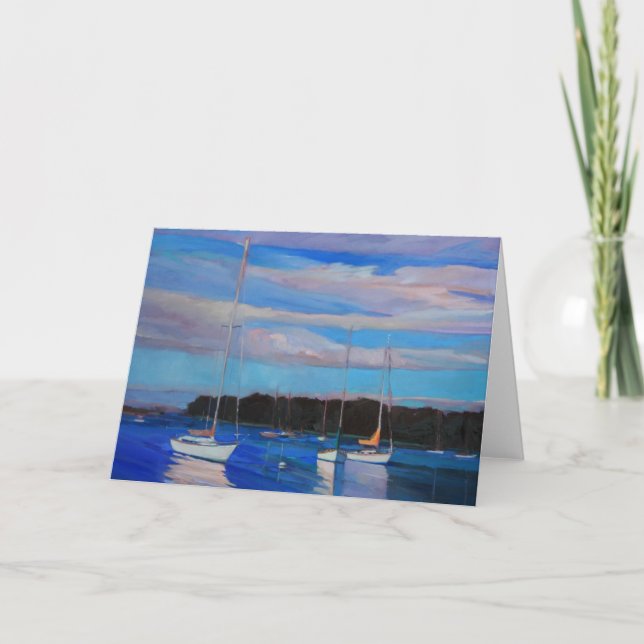 Carte Nuages et bateaux au coucher du soleil (Devant)
