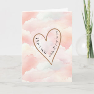 Carte Nuages roses cœur d'amour