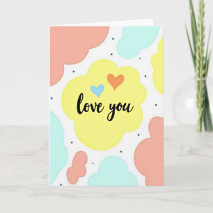 Carte nuageuse douce pastel je t'aime