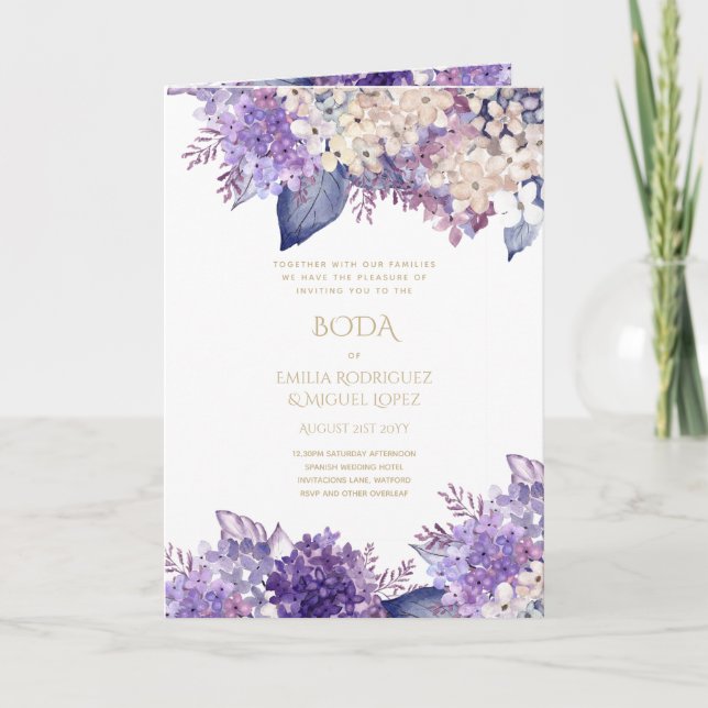 Carte Nuestra Boda 4page FLORAL espagnol mariage INVITES (Devant)
