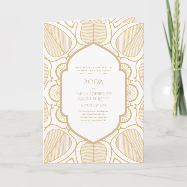 Carte Nuestra Boda GOLD 4age Mariage espagnol INVITE (Devant)