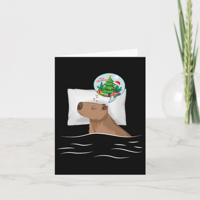 Carte Nuit de sommeil Capybara Noël Rodent Rêve de Noël  (Devant)