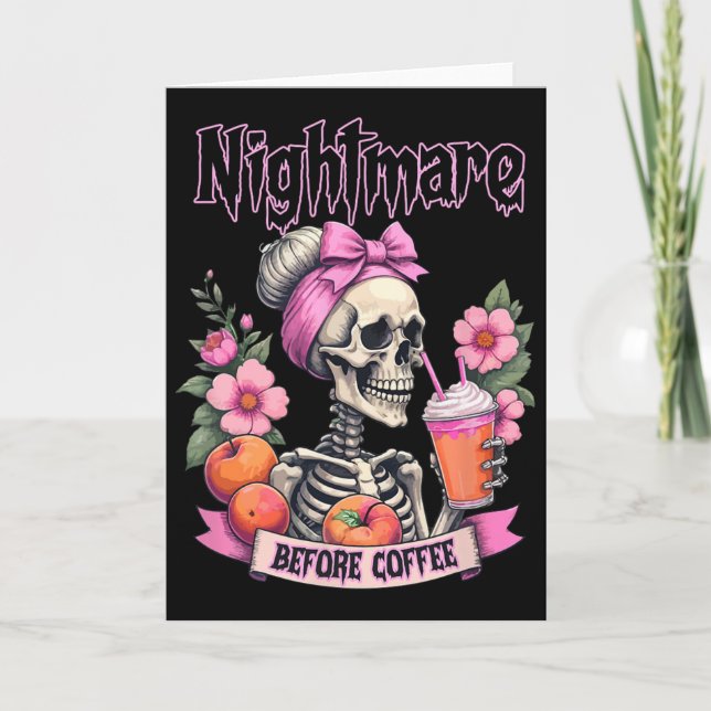 Carte Nuit effrayante avant le café Halloween Fleur sque (Devant)