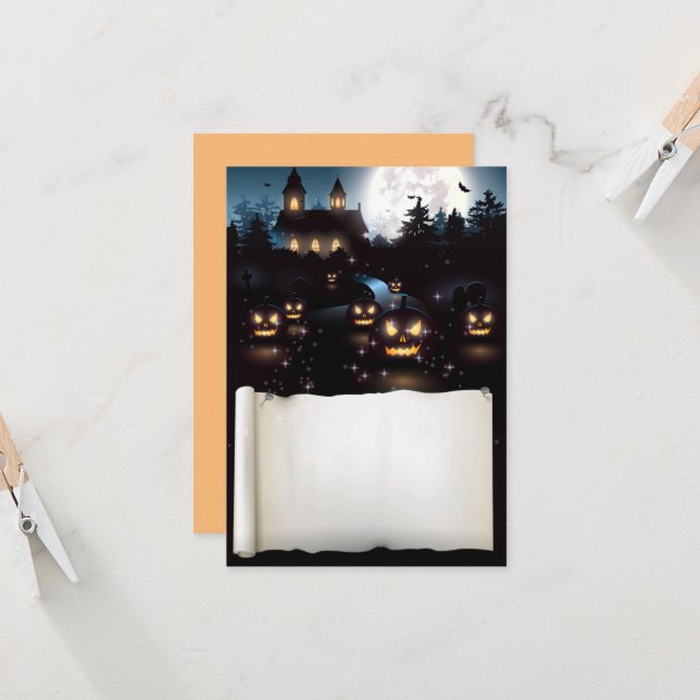 Carte Nuit Éffrayante Halloween personnalisée (Devant/Arrière en situation)