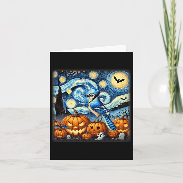 Carte Nuit étoilée Blue Jay Halloween  (Devant)