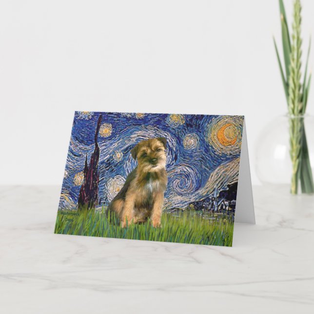 Carte Nuit étoilée - Border Terrier #1 (Devant)