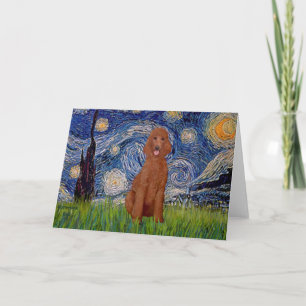 Carte Nuit étoilée - Caniche standard rouge foncé #1