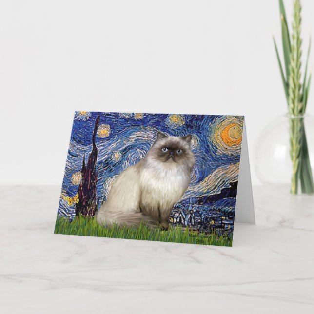Carte Nuit étoilée - Chat himalayen 7 (Devant)