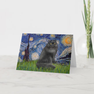 Carte Nuit étoilée - Chat persan noir
