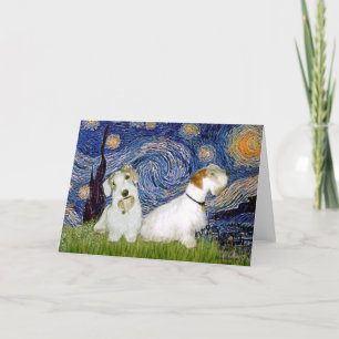 Carte Nuit étoilée - Deux Terriers Sealyham
