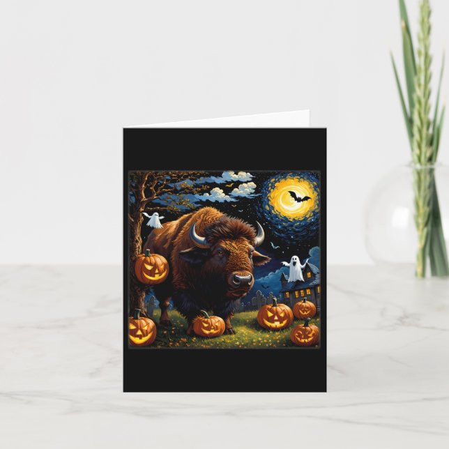 Carte Nuit étoilée du bison d'Halloween (Devant)