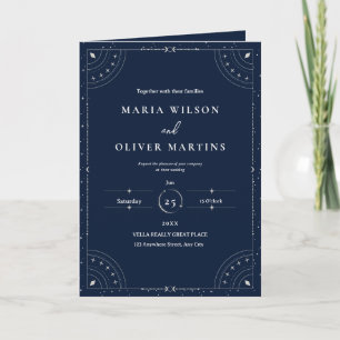 Carte Nuit étoilée Mariage céleste Bleu marine Élégant