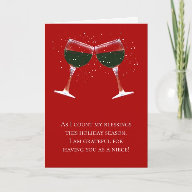 Carte Nuit Joyeuses Vacances de Noël Vin Drôle (Devant)