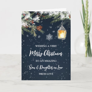Carte Nuit neigeuse Fils & Fille en droit Joyeux Noël