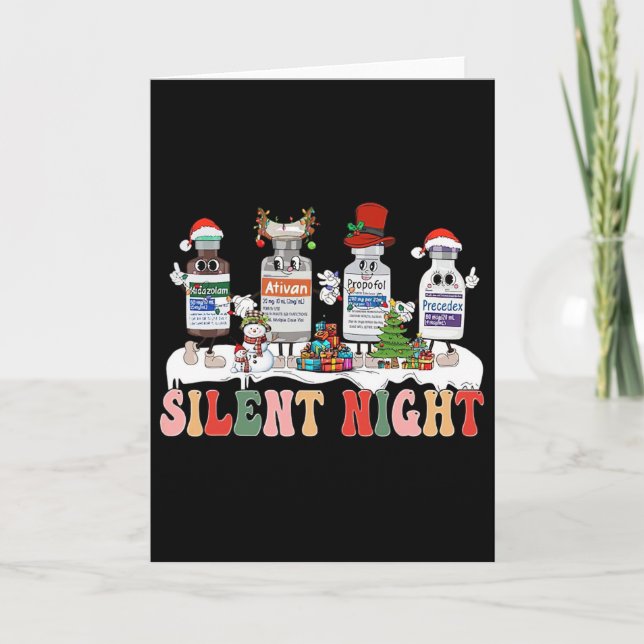 Carte Nuit silencieuse Joyeux Noël Infirmière Pilules Ph (Devant)
