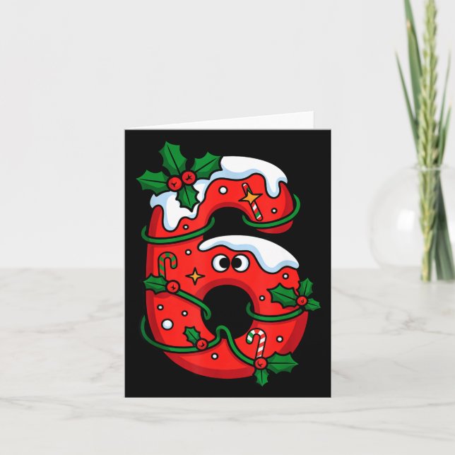 Carte Number 6 Santa Costume Meme Christmas Matching Cou (Devant)