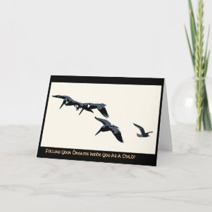 Carte numérique de trois pélicans et mouettes