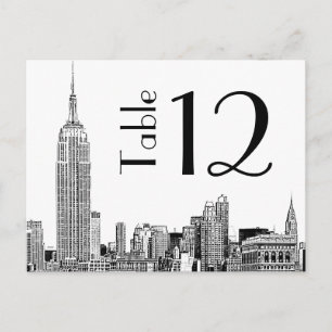Carte numérique NYC Skyline 01 Etched Table Number
