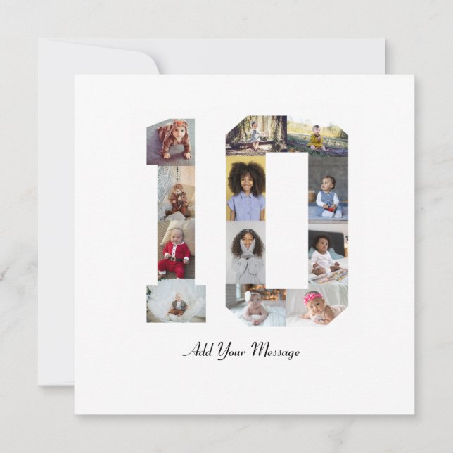 Carte Numéro 10 Collage photo (Devant)