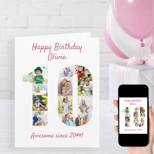 Carte Numéro 10 de collage photo pour 10ème anniversaire