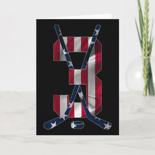 Carte Numéro 3 ans hockey sur glace 3e anniversaire