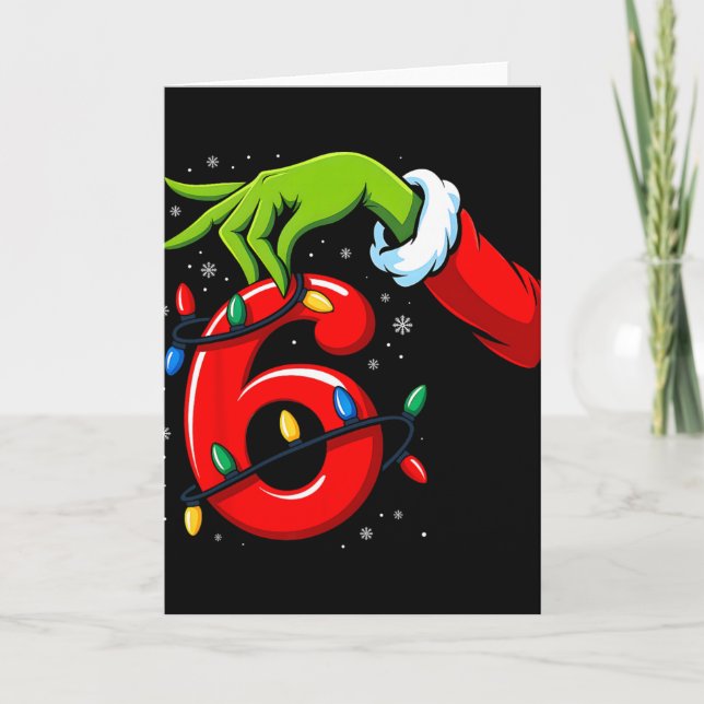 Carte Numéro 6 correspondant 67 Meme Noël Elf Main Garço (Devant)