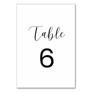 Carte Numéro 6 de Table Minimaliste
