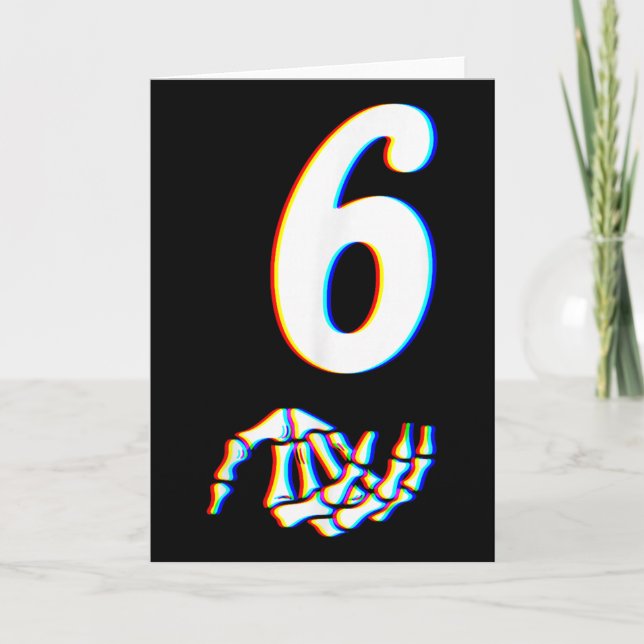 Carte Numéro 6 Main de squelette de Halloween de mème co (Devant)