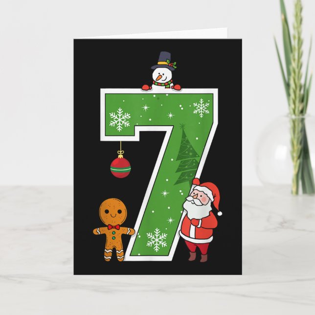 Carte Numéro 7 67 Mème Couple Pyjamas Noël Assortis (Devant)