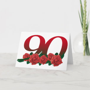 Carte Numéro 90 ou 90e anniversaire floral