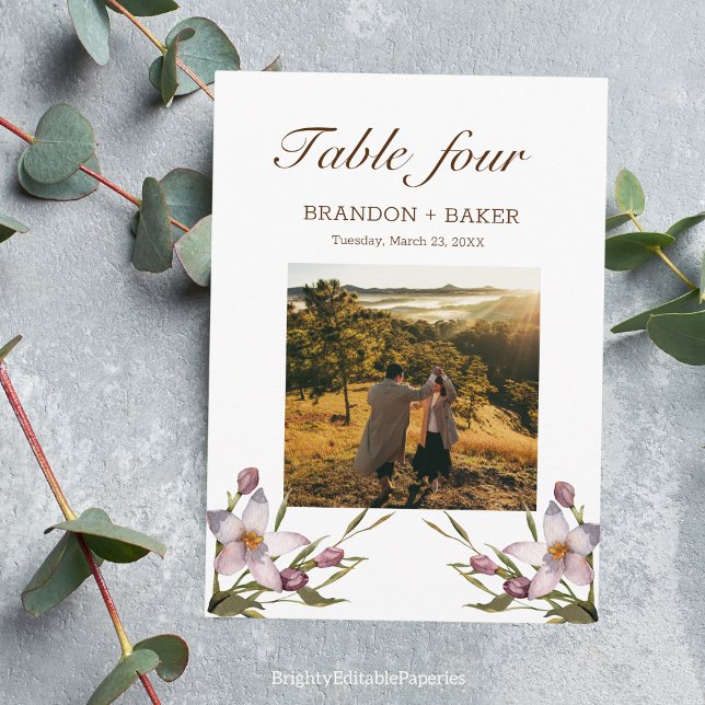 Carte Numéro de la table de Mariage de photos rose (Créateur téléchargé)