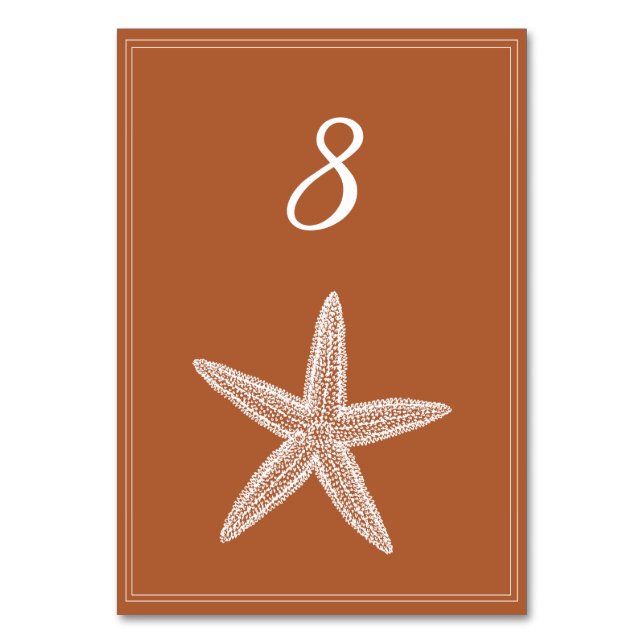 Carte Numéro de table Burange Orange Starfish (Par défaut)
